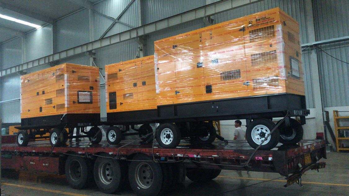 3臺移動拖車箱式柴油發電機組裝車出貨！
